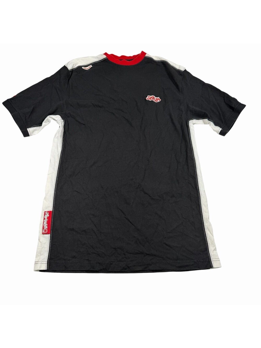 Vintage Y2K Akademiks Black White Red Colorblock Short Sleeve T-Shirt XL